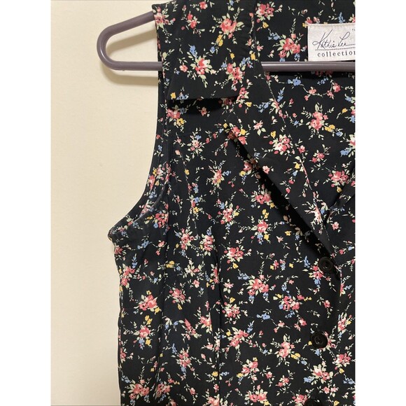 Vintage Kathy Lee Collection Floral Front Button Sleeveless Dress Womens Size 8 - Picture 4 of 7